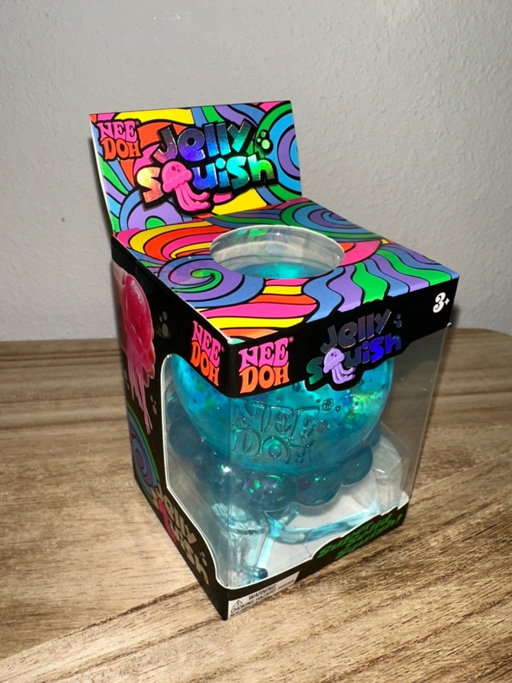 NeeDoh Jellly Squish Blue Glitter Stress Toy